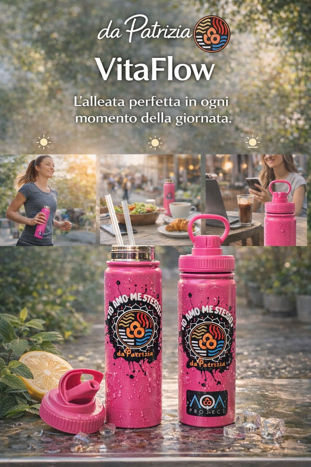 VitaFlow (Pink Energy) – Borraccia termica 650ml con beccuccio sport