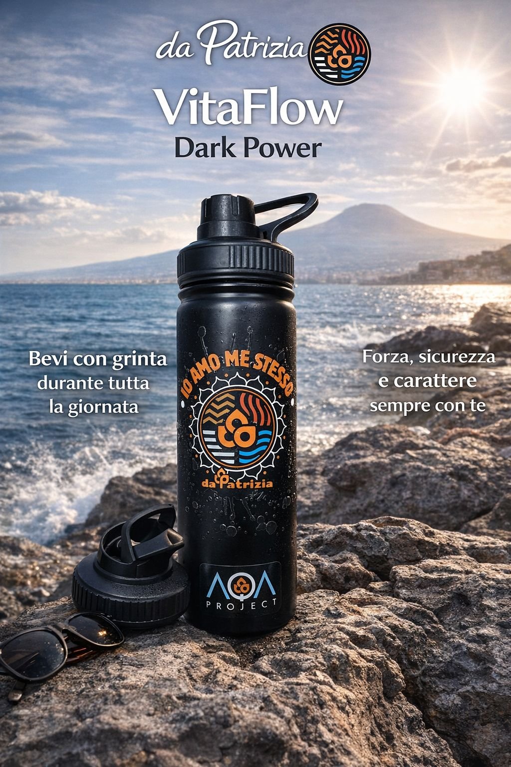 VitaFlow (Dark Power) – Borraccia termica 650ml con beccuccio sport