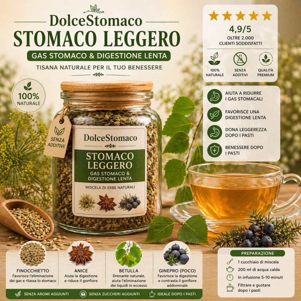 💨 2️⃣ DolceStomaco – Stomaco Leggero (Gas & Gonfiore)100gm