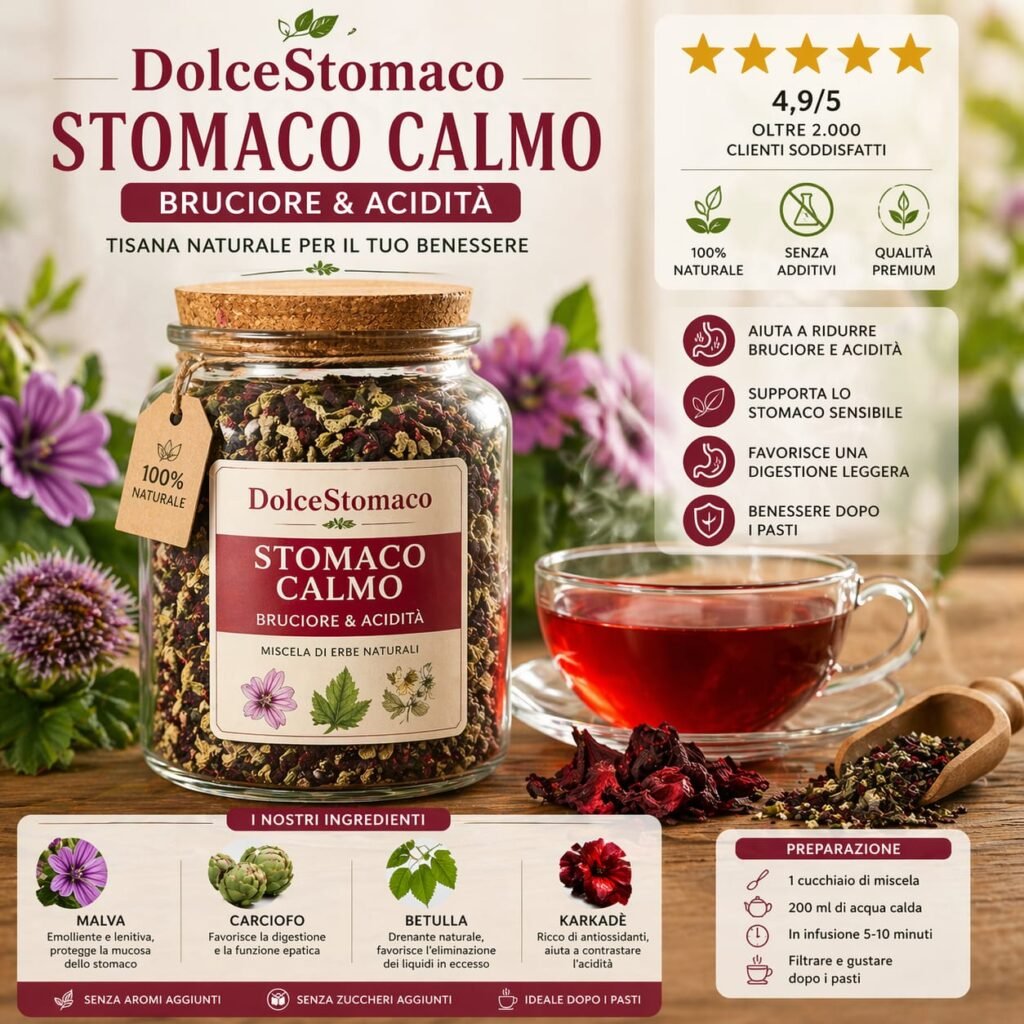 🌿 1️⃣ DolceStomaco – Stomaco Calmo (Bruciore & Acidità) 100gm