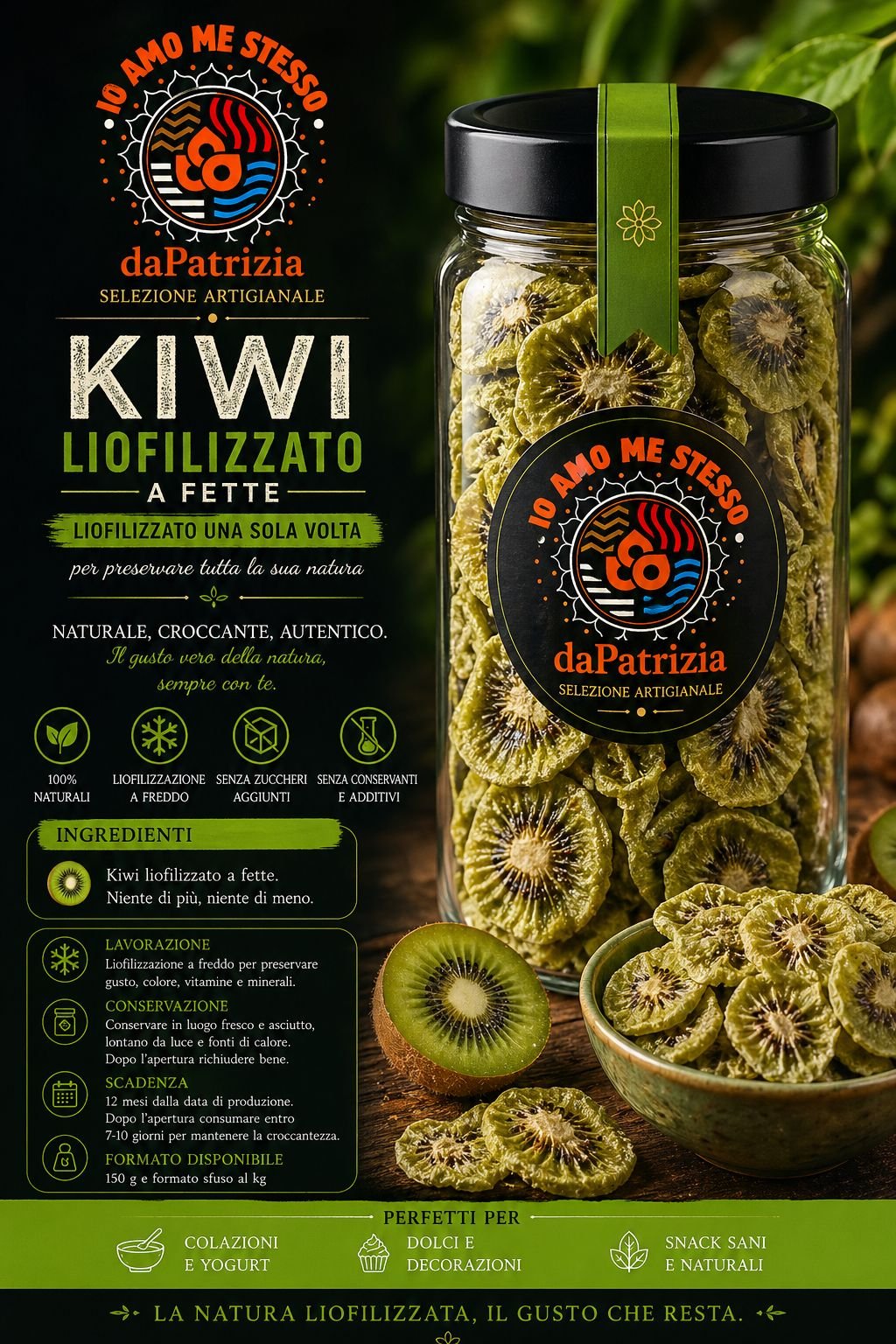 Kiwi Liofilizzato a Fette Premium – da Patrizia 50 gm