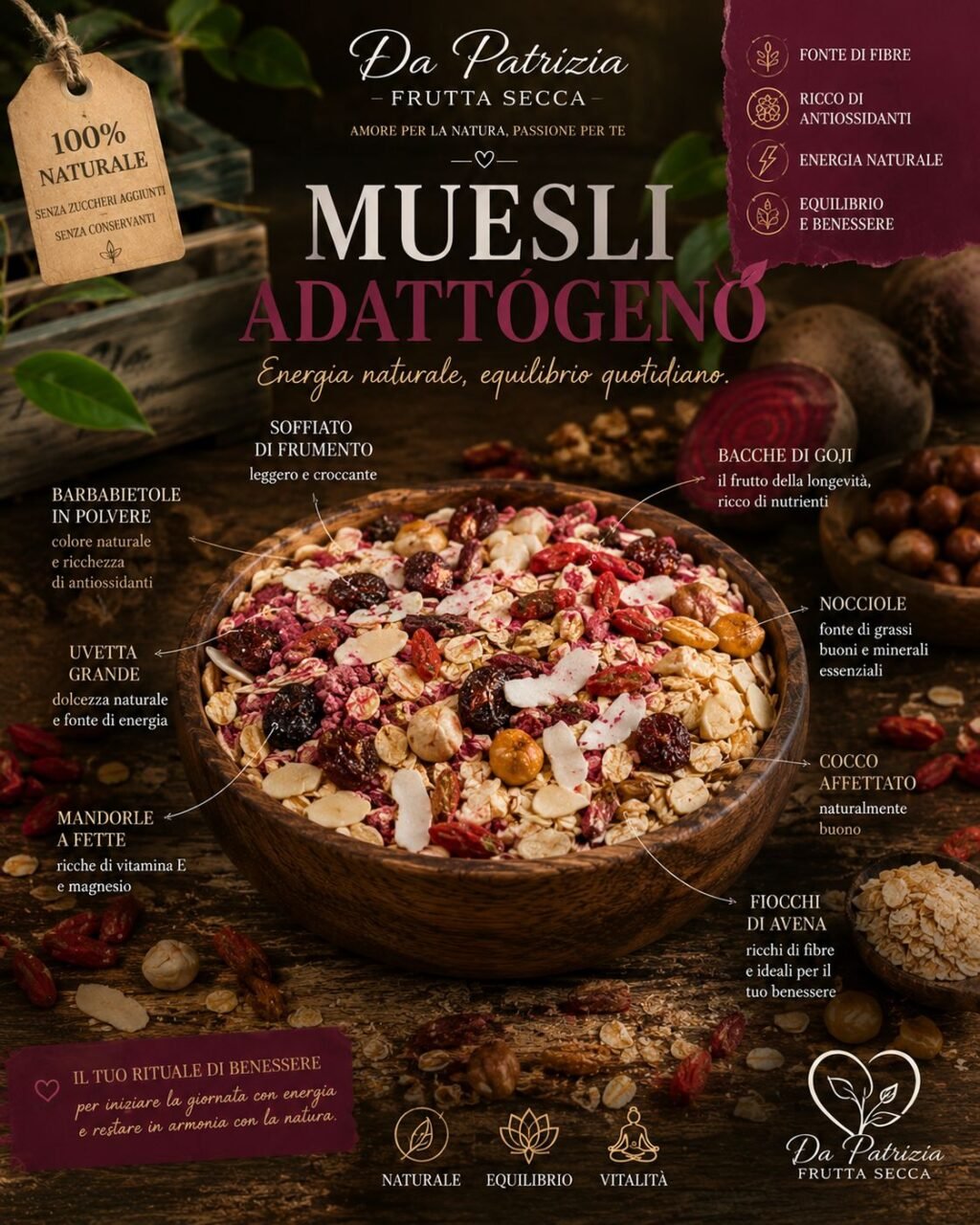 Muesli Adattogeno Barbabietola ❤️🌿 100gm