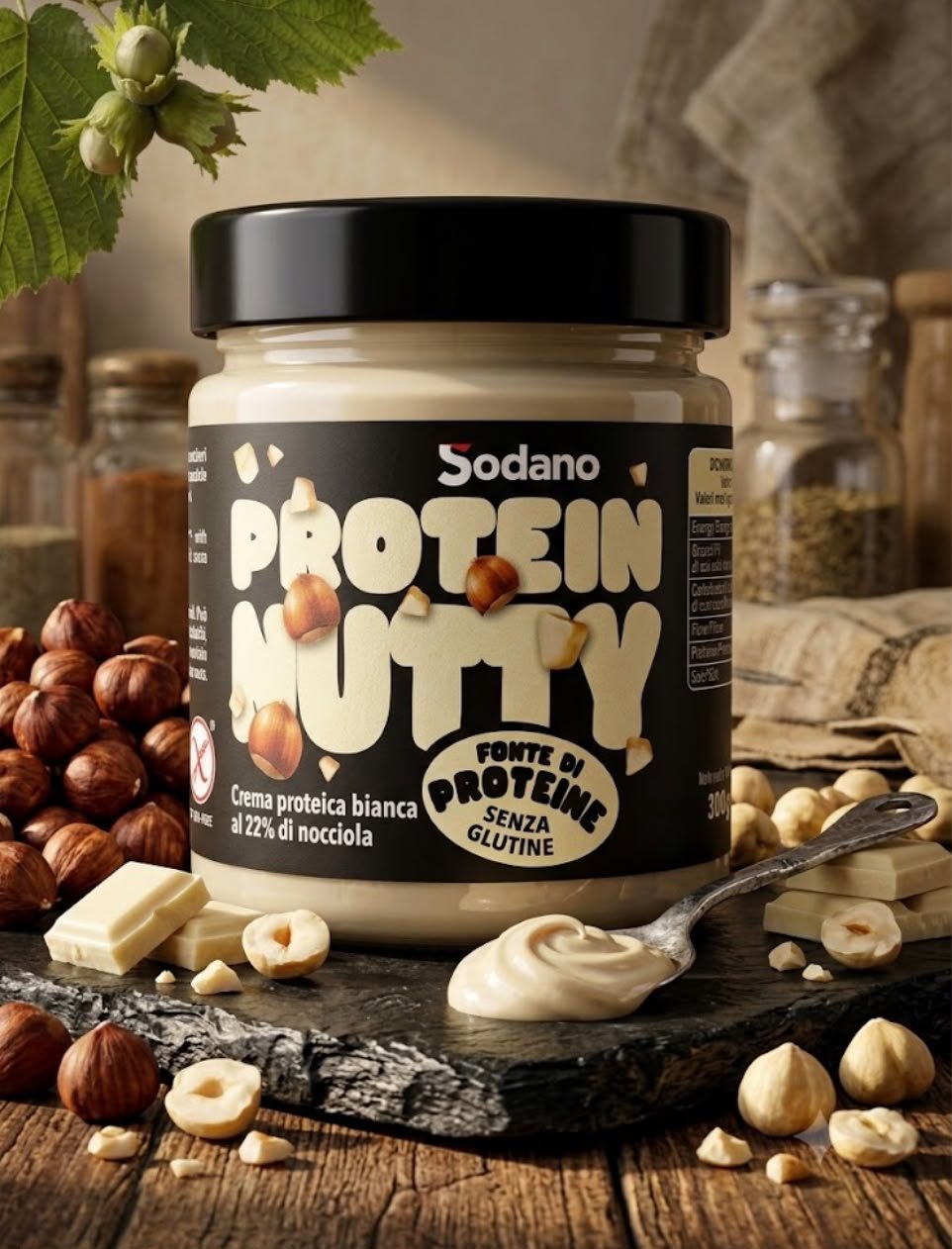 crema proteica bianca alla nocciola 200g